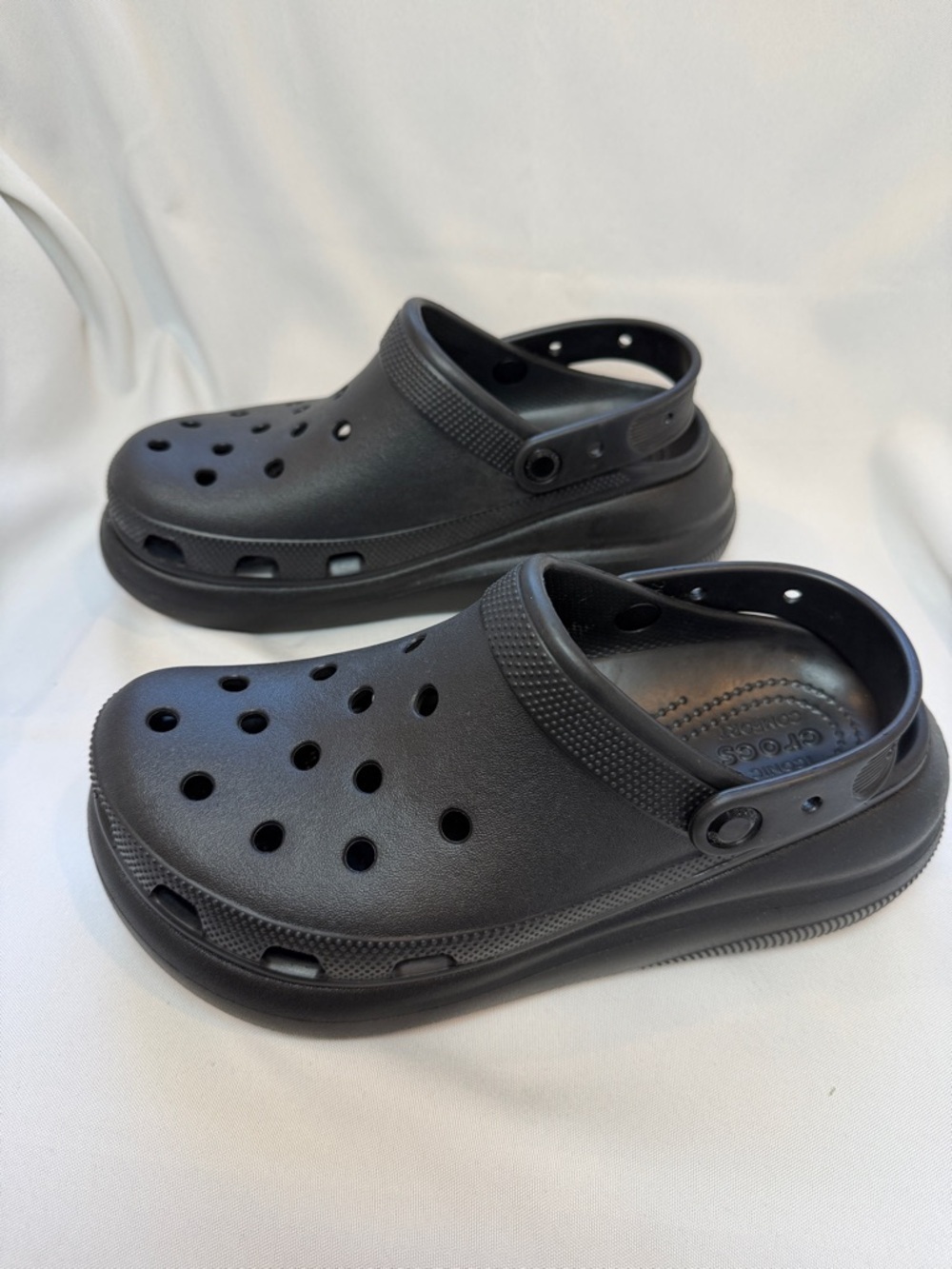 CROCS Classic Crush Clogs Black Platforms size W10 M8
